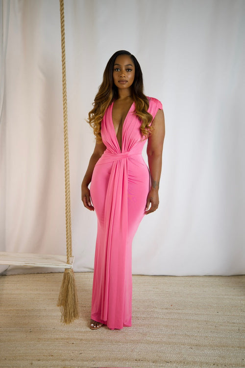 Curves In Motion Maxi Dress - Pink (T5)