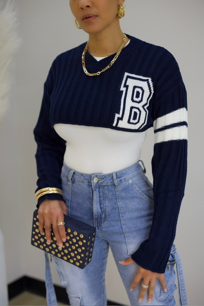 Bibi Crop Sweater - Navy (22)