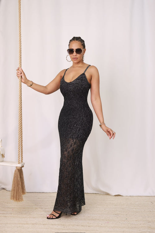 Shimmer & Shine Maxi Dress - Black (12)