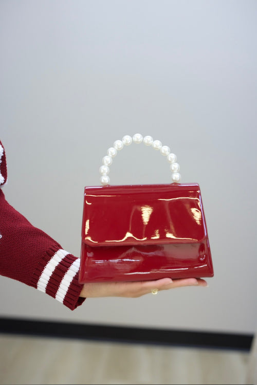 Girls Loves Pearls Bag - Burgundy