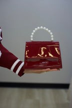 Girls Loves Pearls Bag - Burgundy