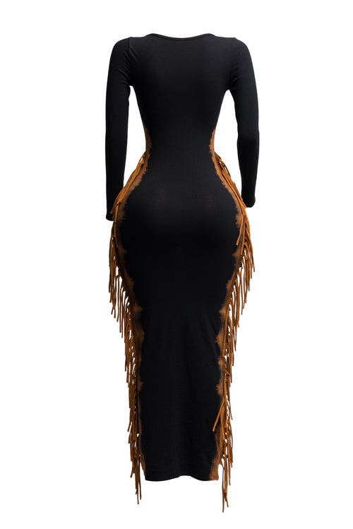 Lyric Fringe Dress - Black (17)