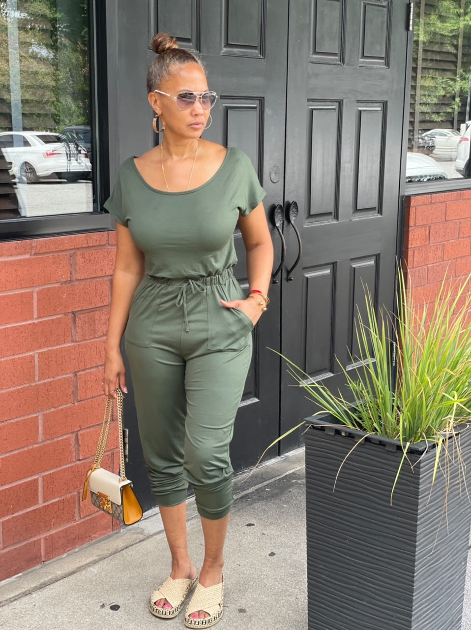 Walk This Way Jumpsuit - Olive