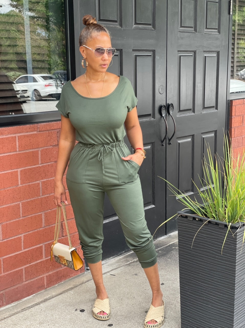 Walk This Way Jumpsuit - Olive